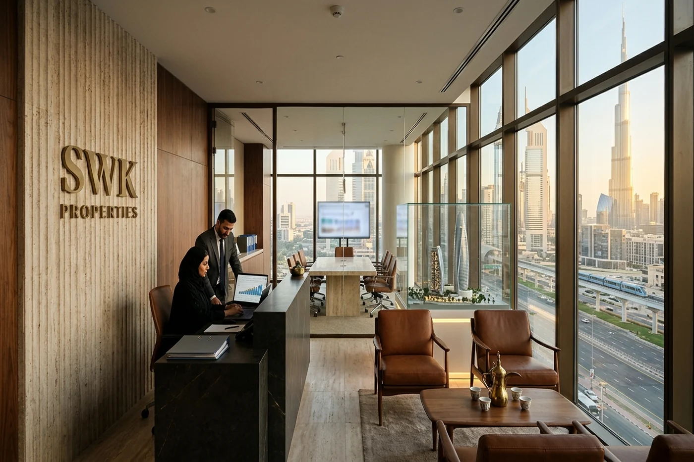 SWK Properties office in Al Saqr Business Tower, Sheikh Zayed Road, Dubai